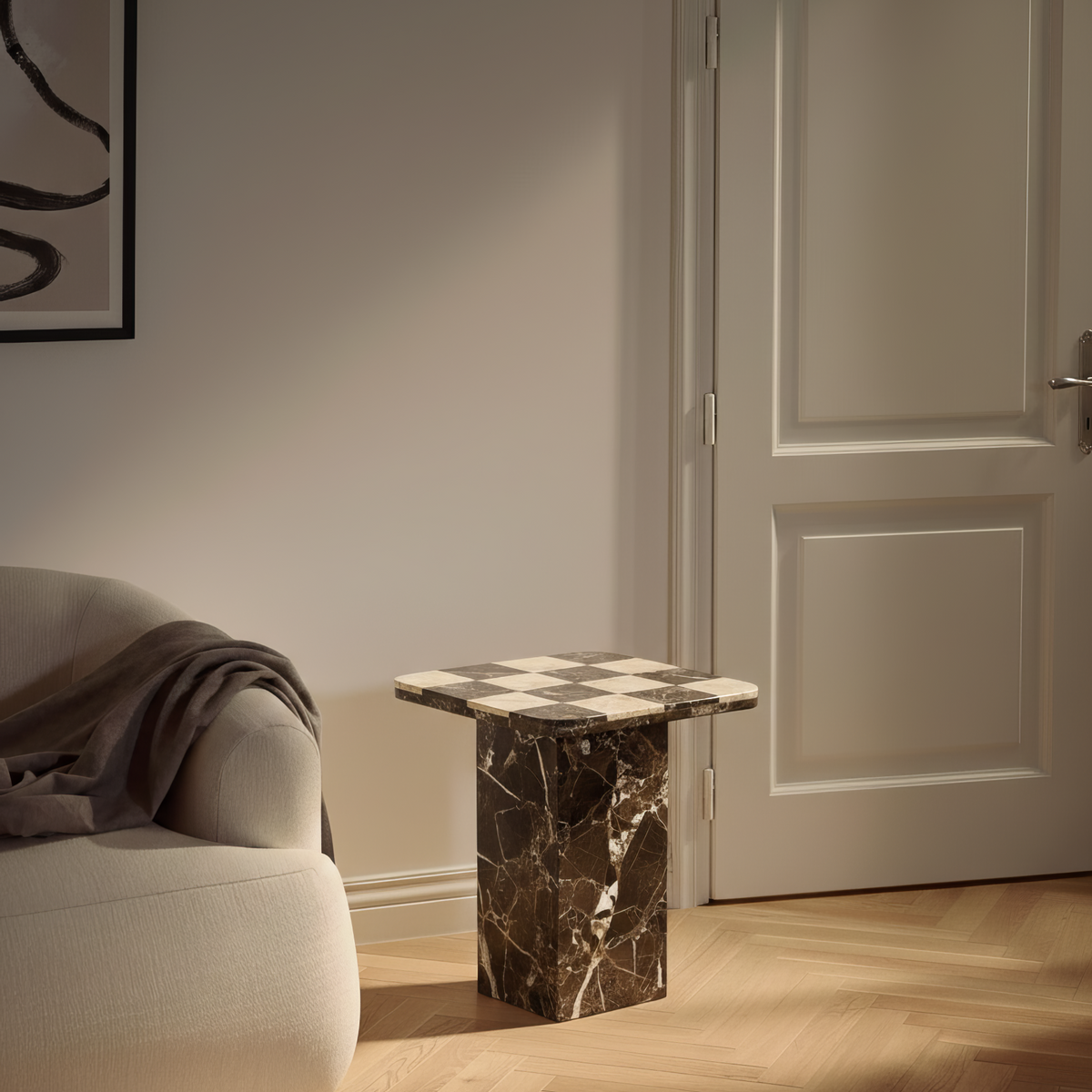 Chess Marble Side Table