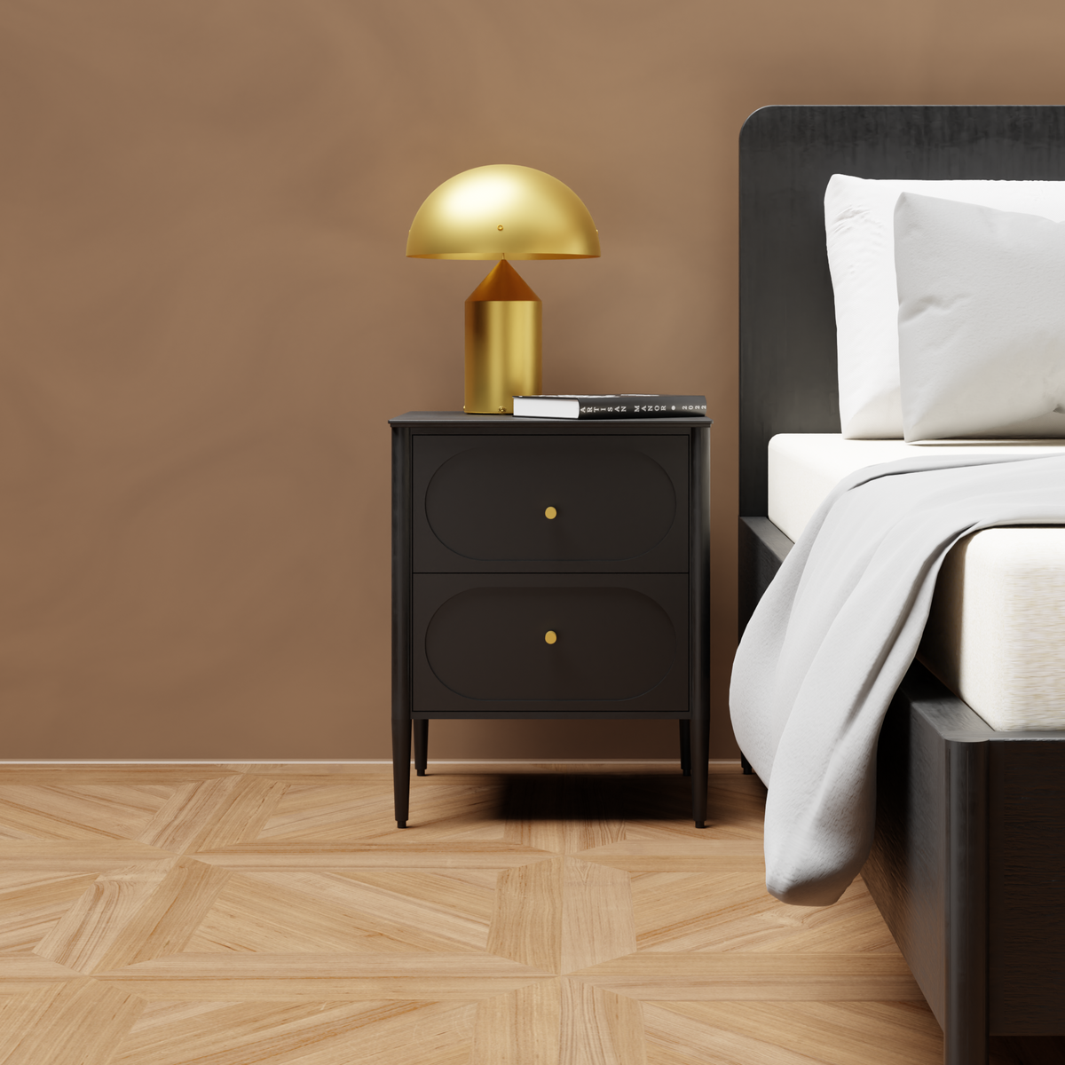 2-drawer wooden nightstand