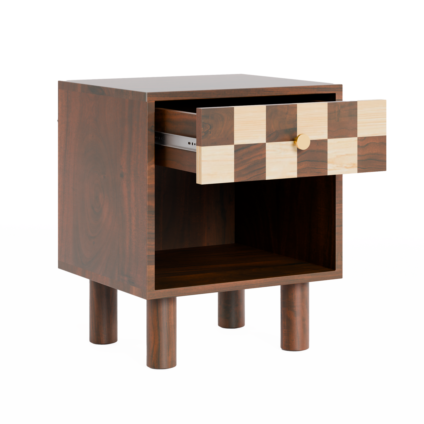 Chess bedside table, wooden bedside table, nightstand