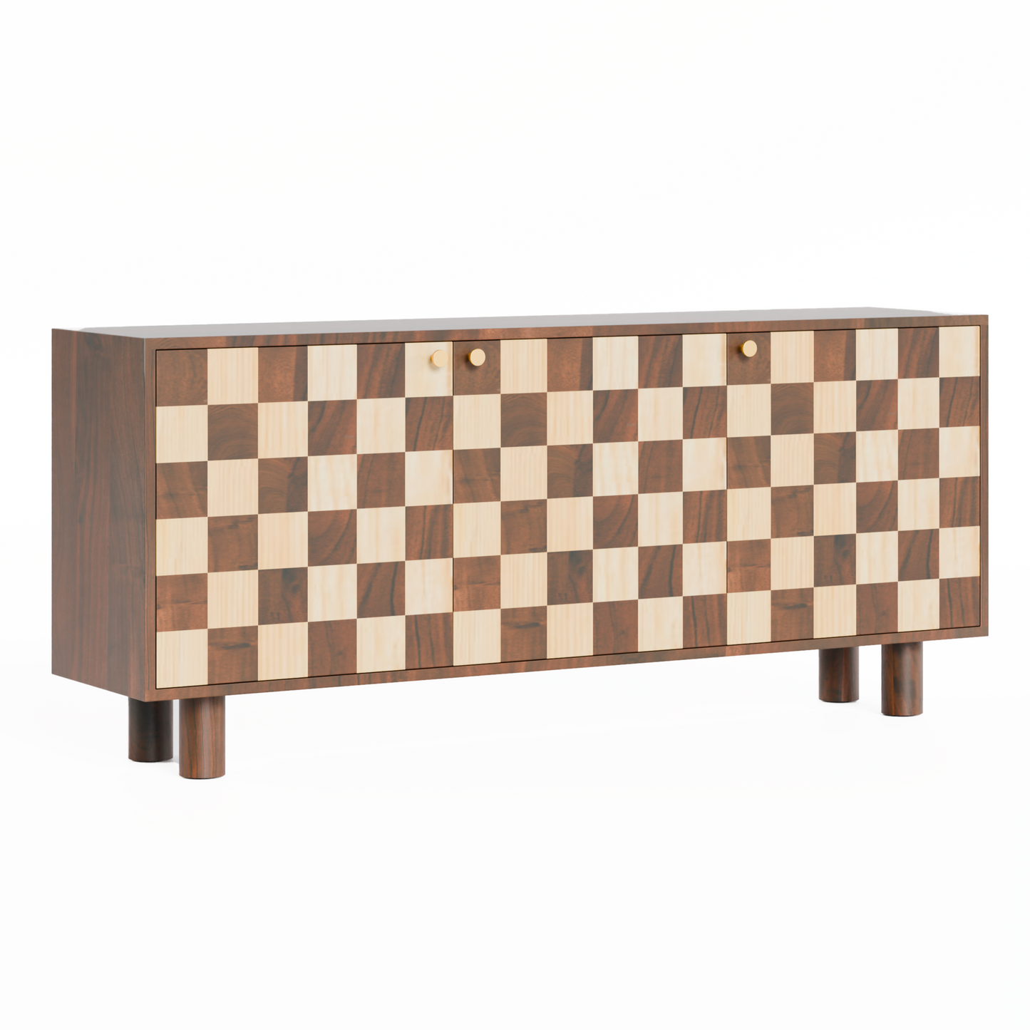 Cess sideboard, checkered sideboard, acacia wood and pine sideboard, 3 door sideboard