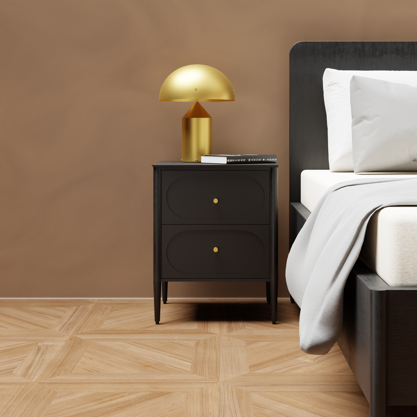 2-drawer wooden nightstand